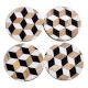 Geometric Round Black Coaster Set of 4